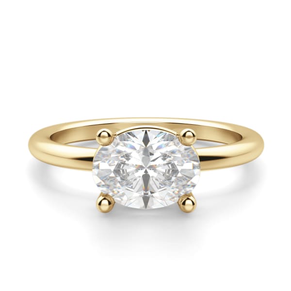 East-West Classic Basket Oval cut Engagement Ring, Default, 14K Yellow Gold
