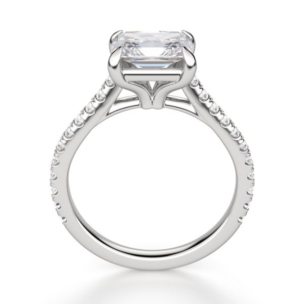 East-West Accented Trellis Radiant cut Engagement Ring, Hover, 14K White Gold, Platinum,