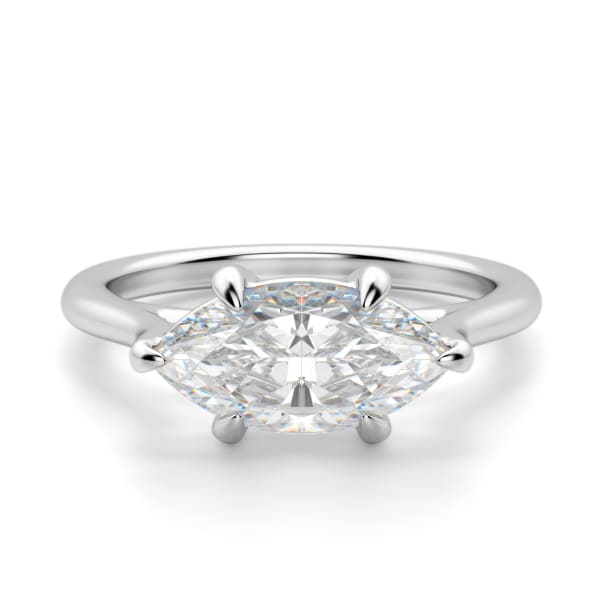 East-West Classic Trellis Marquise Cut Engagement Ring, Default, 14K White Gold, Platinum,