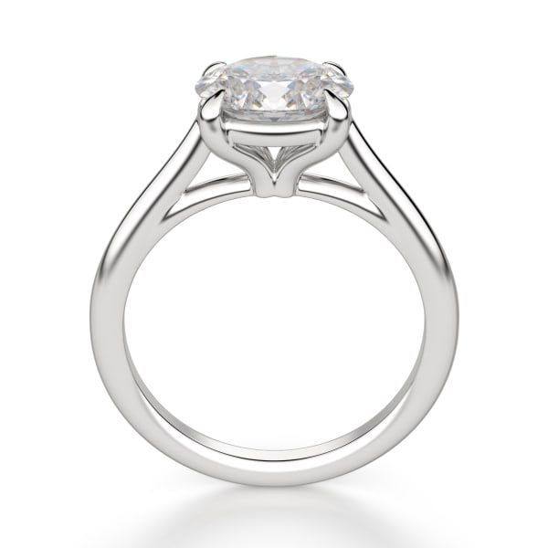 East-West Classic Trellis Oval Cut Engagement Ring, Hover, 14K White Gold, Platinum,