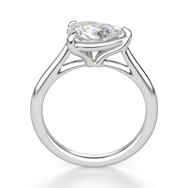East-West Classic Trellis Pear Cut Engagement Ring, Hover, 14K White Gold, Platinum,