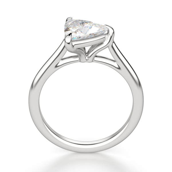 East-West Classic Trellis Trillion cut Engagement Ring, Hover, 14K White Gold, Platinum,