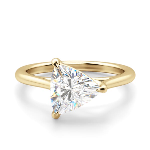 East-West Classic Trellis Trillion cut Engagement Ring, Default, 14K Yellow Gold, 