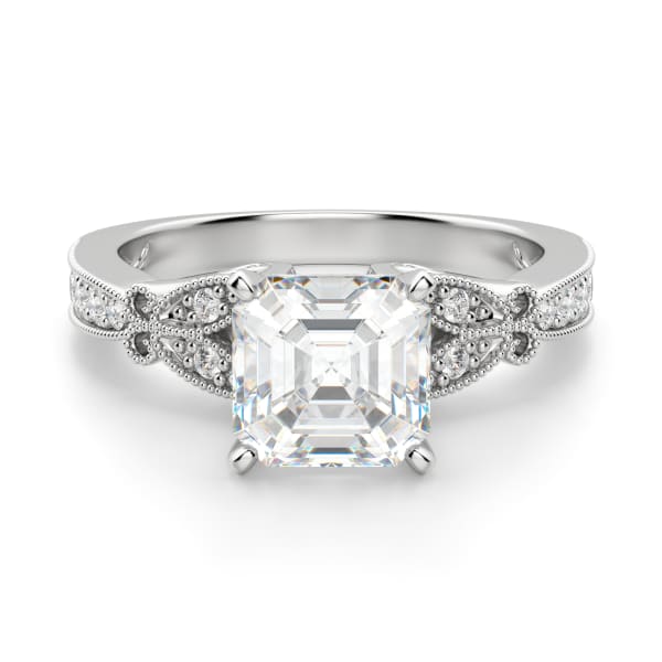 French Quarter Asscher Cut Engagement Ring, Default, 14K White Gold, 
