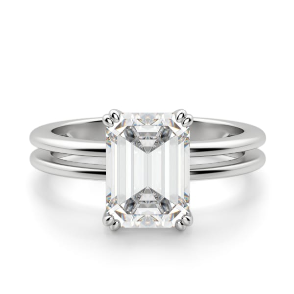 Geneva Emerald Cut Engagement Ring, Default, 14K White Gold, 