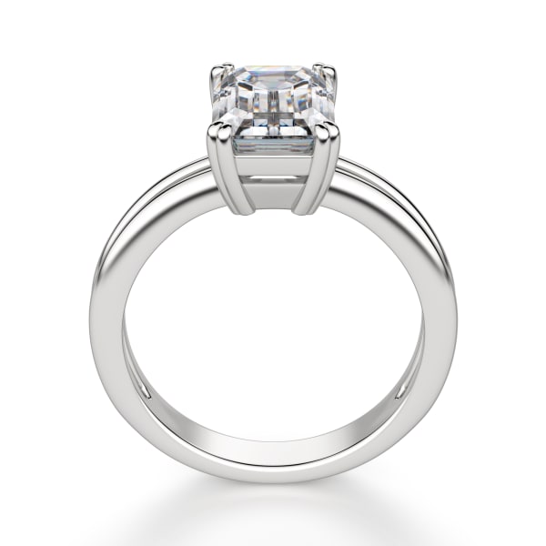 Geneva Emerald Cut Engagement Ring, Hover, 14K White Gold, 