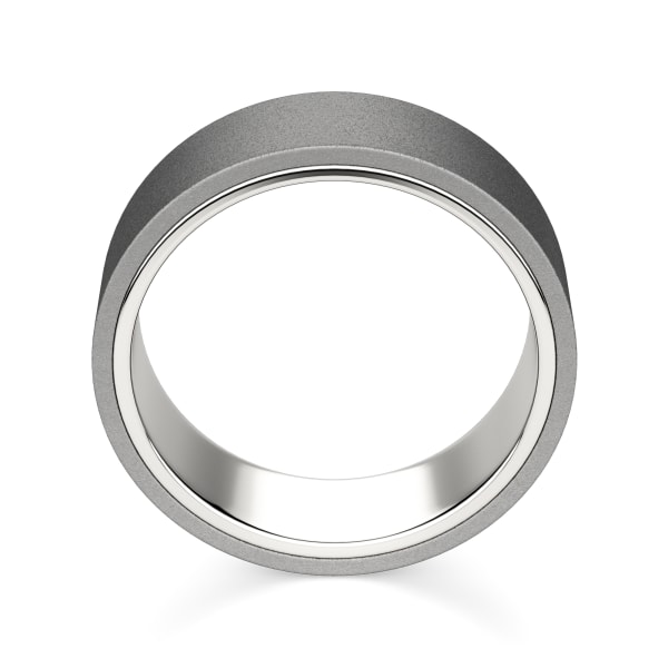 Grey Flat Sanded Band, White Tungsten, Hover, 