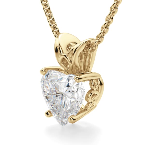 Filigree Set Pendant With 1.00 ct Heart Center DEW 14K Yellow Gold Nexus Diamond Alternative, Hover, 14K Yellow Gold,