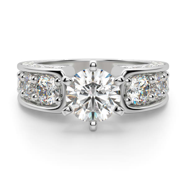 Hypnotique Round Cut Engagement Ring, Default, 14K White Gold, 