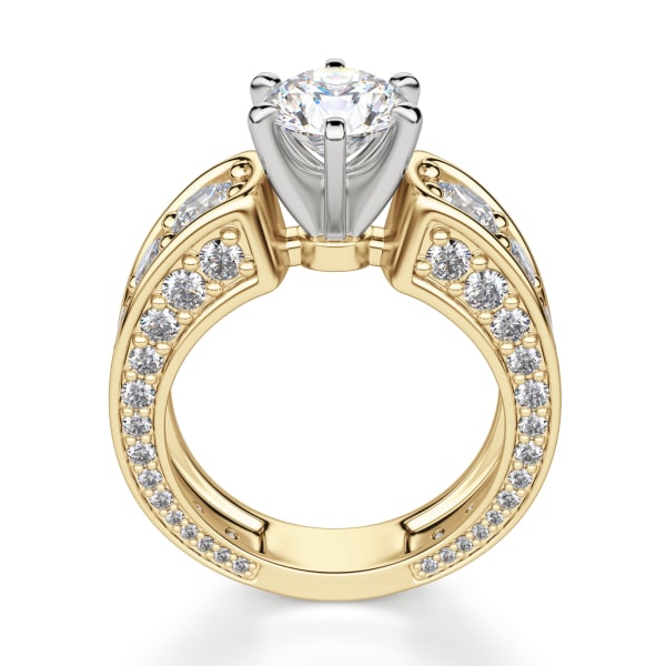 Hypnotique Engagement Ring With 2.00 Ct Round Center DEW Ring Size 5.75-6.25 14K Yellow Gold Moissanite , Hover,