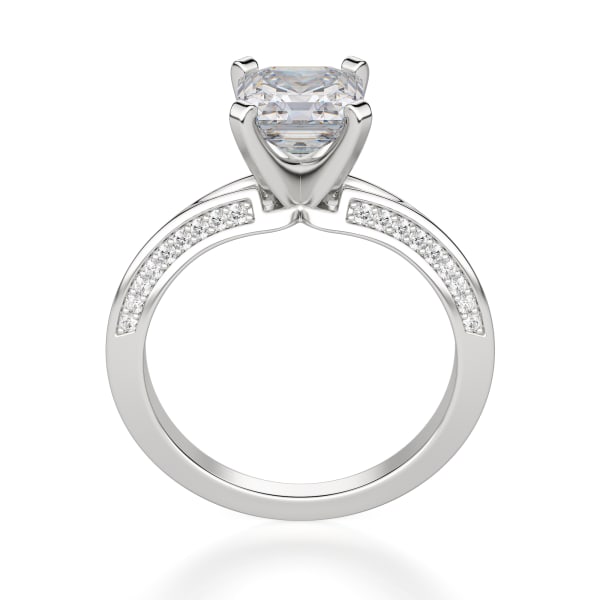 Irene Asscher Cut Engagement Ring, Hover, 14K White Gold, Platinum