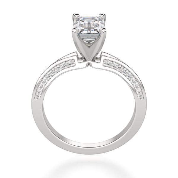 Irene Emerald Cut Engagement Ring, Hover, 14K White Gold, Platinum