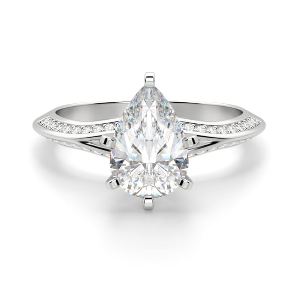 Irene Engagement Ring With 2.00 Ct Pear Center Ring Size 6.5-7.5 14K White Gold Lab Grown Diamond , Default,