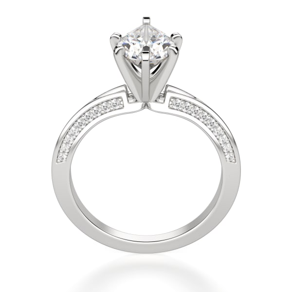 Irene Engagement Ring With 2.00 Ct Pear Center Ring Size 6.5-7.5 14K White Gold Lab Grown Diamond , Hover, 