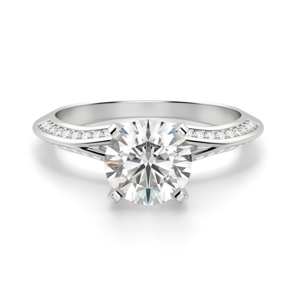 Irene Round Cut Engagement Ring, Default, 14K White Gold, Platinum