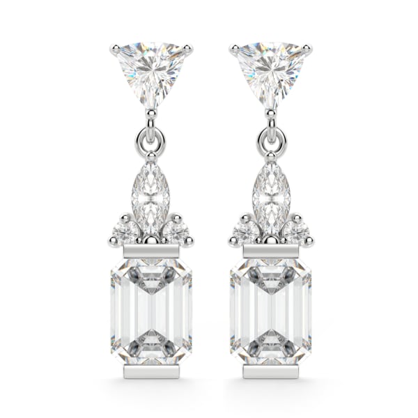 Iris Emerald Cut Drop Earrings, Default, 14K White Gold, 