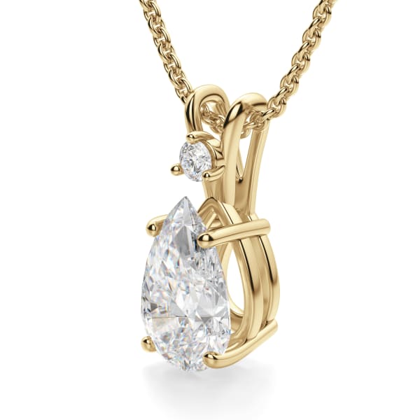 Island Girl Pendant with Sterling Silver Cable Chain, 14K Yellow Gold, Hover, 
