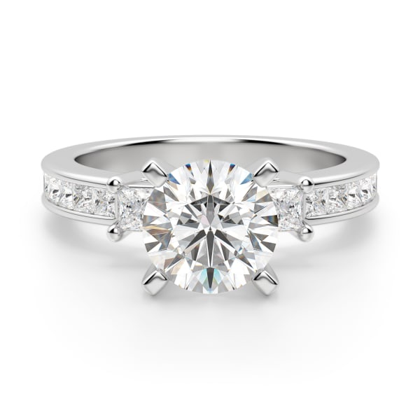 Kit Engagement Ring With 2.50 Ct Round Center DEW Ring Size 7.75 14K White Gold Nexus Diamond Alternative , Default,