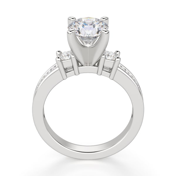 Kit Engagement Ring With 2.50 Ct Round Center DEW Ring Size 7.75 14K White Gold Nexus Diamond Alternative , Hover, 