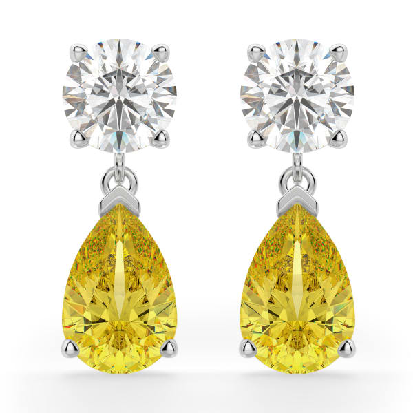 Leto Pear cut Canary Drop Earrings, Default, 14K White Gold, 