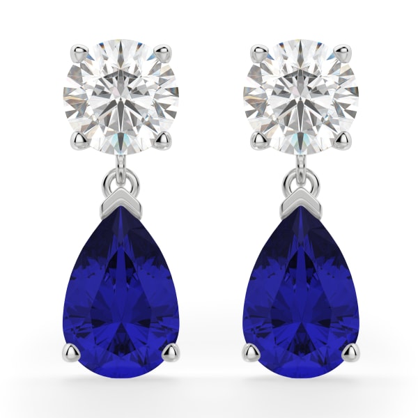 Leto Pear cut Sapphire Drop Earrings, Default, 14K White Gold, 
