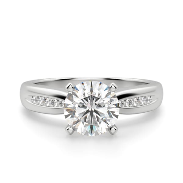 Lizzie Round Cut Engagement Ring, Default, 14K White Gold, 