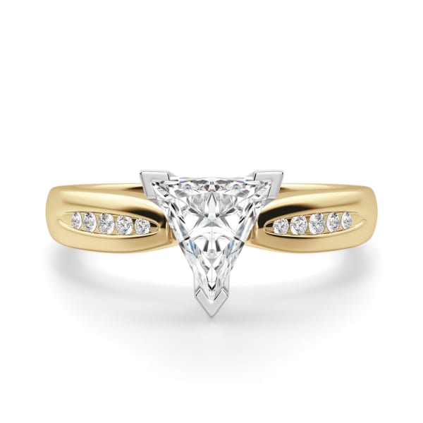 Lizzie Engagement Ring With 2.00 Ct Triangle Center DEW Ring Size 8-9.5 14K Yellow Gold Nexus Diamond Alternative , Default, 