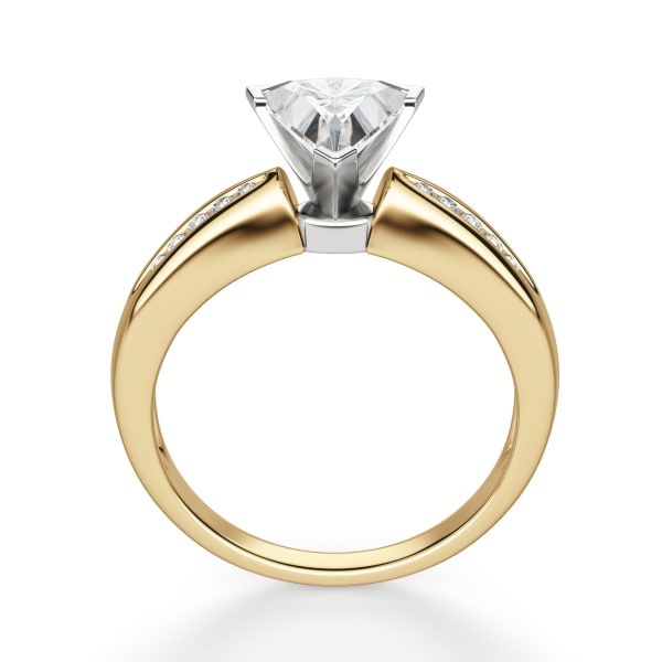 Lizzie Engagement Ring With 2.00 Ct Triangle Center DEW Ring Size 8-9.5 14K Yellow Gold Nexus Diamond Alternative , Hover, 