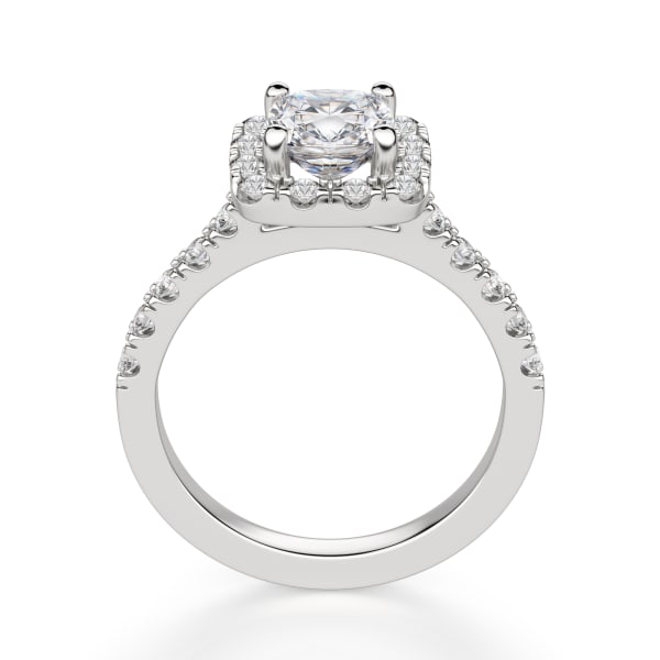 Madrid Accented Cushion Cut Engagement Ring, Hover, 14K White Gold, 