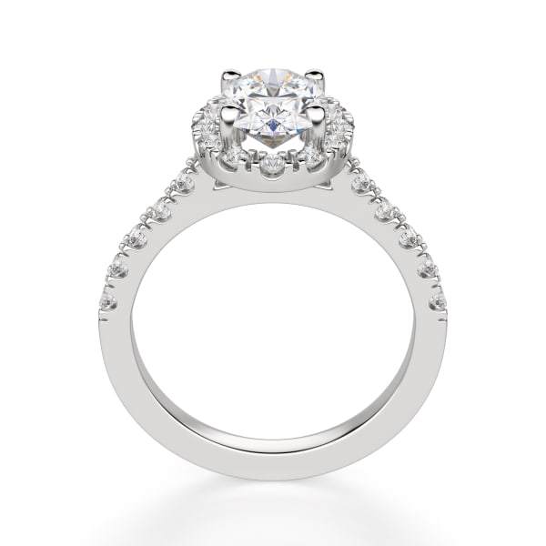 Madrid Accented Oval Cut Engagement Ring, Hover, 14K White Gold, 