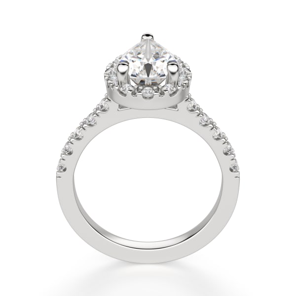 Madrid Accented Pear Cut Engagement Ring, Hover, 14K White Gold, 