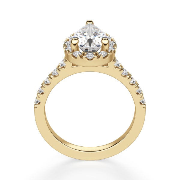 Madrid Accented Engagement Ring With 1.50 Ct Pear Center DEW Ring Size 4.5-5.75 14K Yellow Gold Moissanite , Hover,