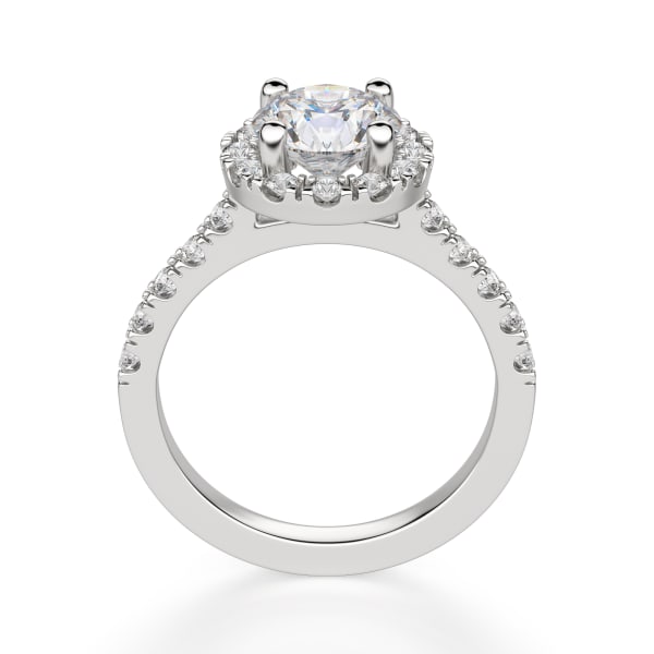 Madrid Accented Round Cut Engagement Ring, Hover, 14K White Gold, 