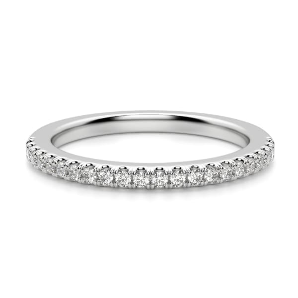 Manhattan Petite Wedding Band Ring Size 4-5.25 14K White Gold Moissanite, 14K White Gold, Default, Platinum, 