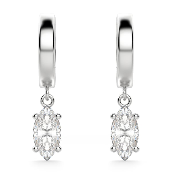 Marquise Cut Solitaire Drop Earrings, Default, 14K White Gold, 