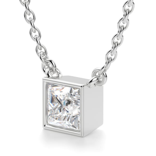 Marseille Princess Necklace, 14K White Gold, Hover, 