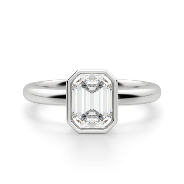 Marseille Emerald Cut Engagement Ring, Default, 14K White Gold, 