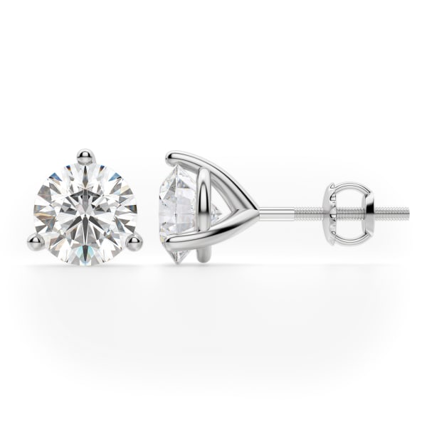 Martini Set Screw Back Earrings With 4.00 Cttw Round Centers DEW 14K White Gold Moissanite, Hover, 14K White Gold,