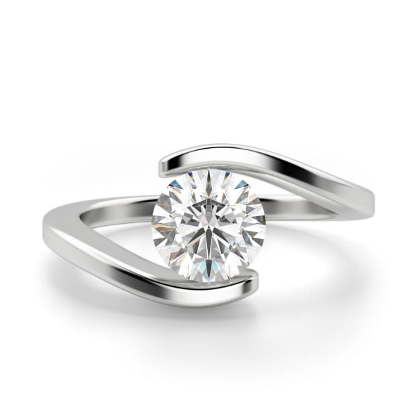 Messina Round Cut Engagement Ring, Default, 14K White Gold, 
