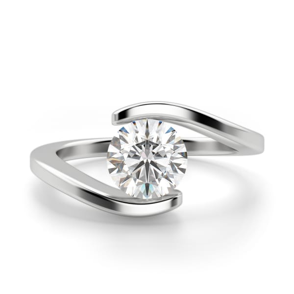 Messina Engagement Ring With 2.00 Ct Round Center DEW Ring Size 7 14K White Gold Moissanite , Default,