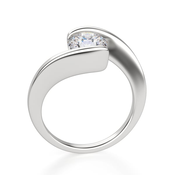 Messina Round Cut Engagement Ring, Hover, 14K White Gold, 