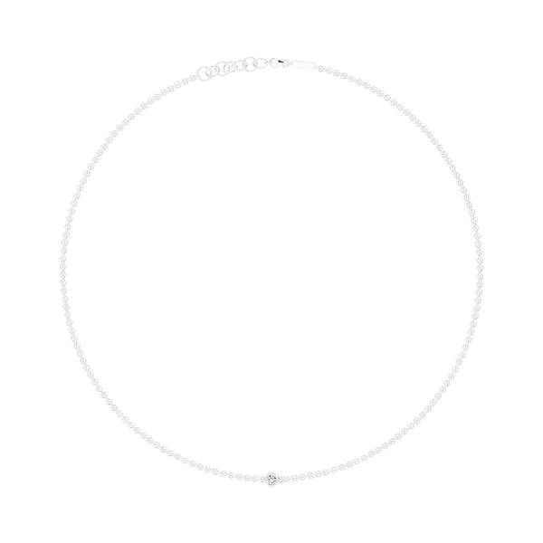 Single Stone Bezel Yard Necklace 1/10 Cttw, Default, 14K White Gold,