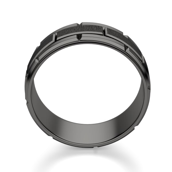 Obsidian Brick Band, Tungsten, Hover, 