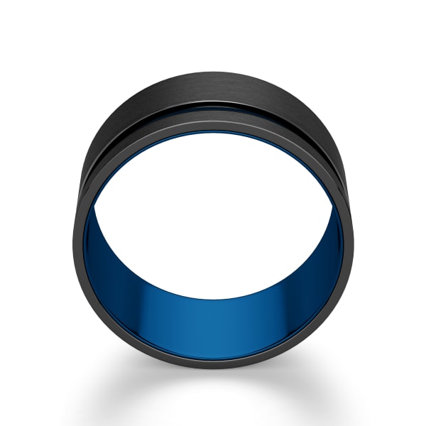 Obsidian Grooved Band, Blue Tungsten, Hover, Tungsten