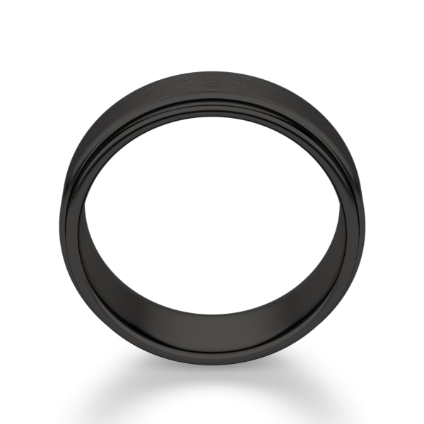 Obsidian Step Satin Band, Tungsten, Hover, 