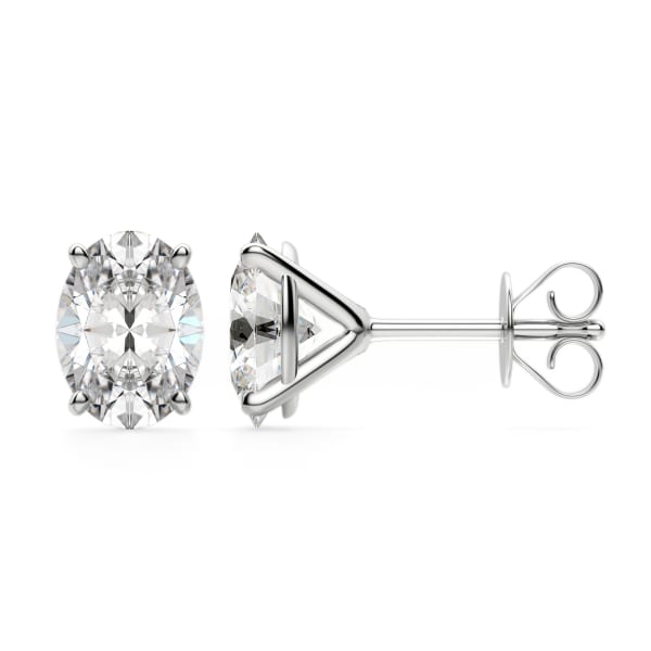 Martini Set Tension Back Stud Earrings With 4.00 Cttw Oval Centers 14K White Gold Nexus Diamond Alternative, Hover, 