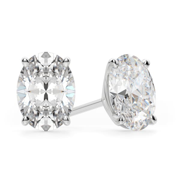 Martini Set Tension Back Stud Earrings With 4.00 Cttw Oval Centers 14K White Gold Nexus Diamond Alternative, Default, 