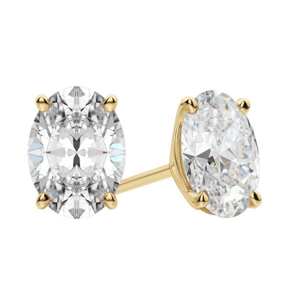 Martini Set Tension Back Earrings With 2.00 Cttw Oval Centers DEW 14K Yellow Gold Moissanite, Default, 