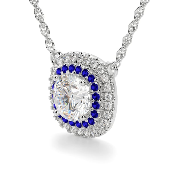 Pamplona Sapphire Necklace, 14K White Gold, Hover, 