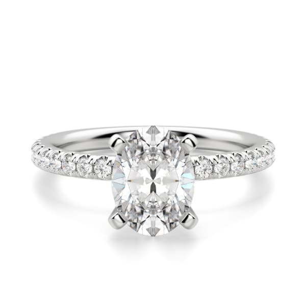 Petite Accented Engagement Ring With 1.25 Ct Oval Center DEW Ring Size 5-6.5 14K White Gold Nexus Diamond Alternative , Default,